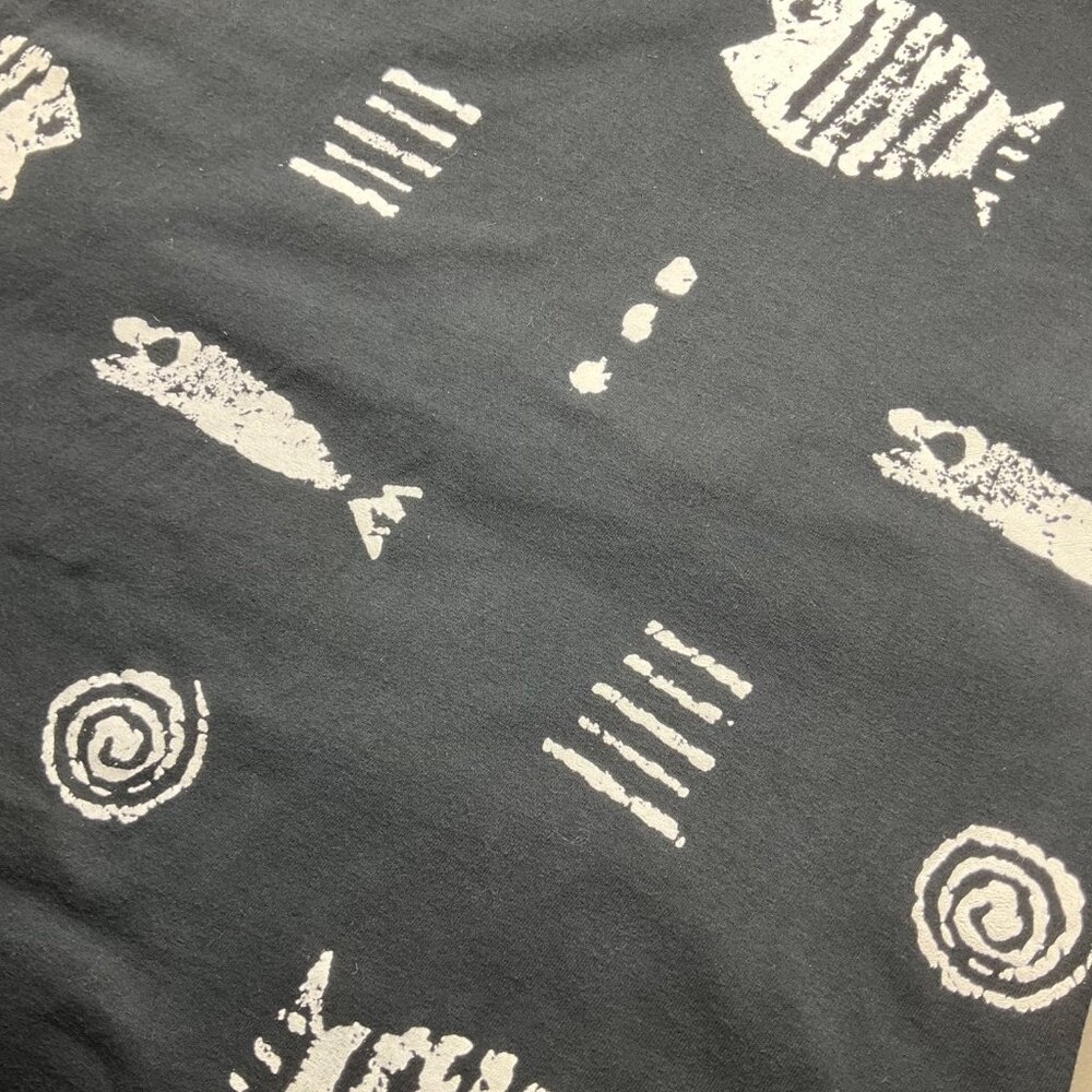 VTG M.Mac 90's Small P Black White Fish all Over Print Cotton Maxi Dress T-Shirt - Picture 11 of 14
